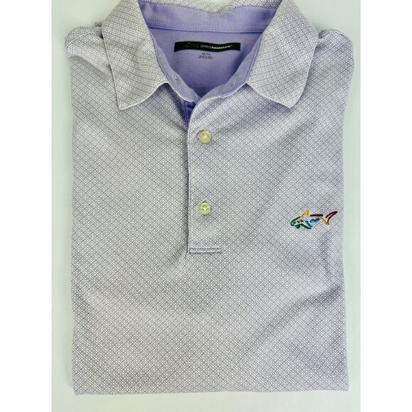 Greg Norman Size XL Purple Lavender Diamond Print Polo Pima Cotton Soft Touch - Picture 3 of 9